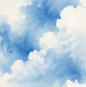 尔湾云机场品牌插画，水彩晕染的蓝天